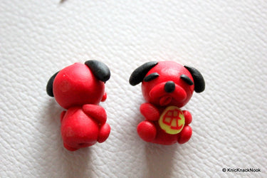 4 x Polymer Fimo Clay Cute Red Dog Beads